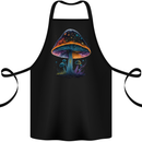 Psychedelic Magic Mushroom LSD Trippy Cotton Apron 100% Organic Black