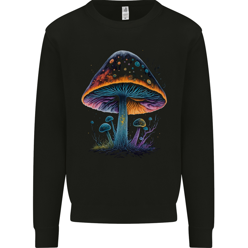 Psychedelic Magic Mushroom LSD Trippy Mens Sweatshirt Jumper Black