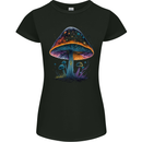 Psychedelic Magic Mushroom LSD Trippy Womens Petite Cut T-Shirt Black