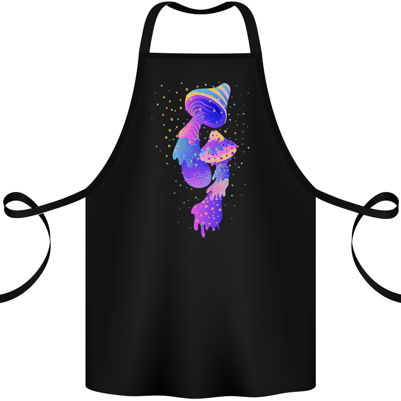 Psychedelic Magic Mushrooms LSD Cotton Apron 100% Organic Black