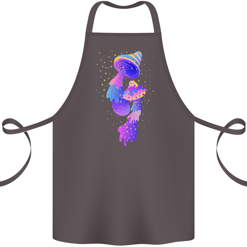 Psychedelic Magic Mushrooms LSD Cotton Apron 100% Organic Dark Grey