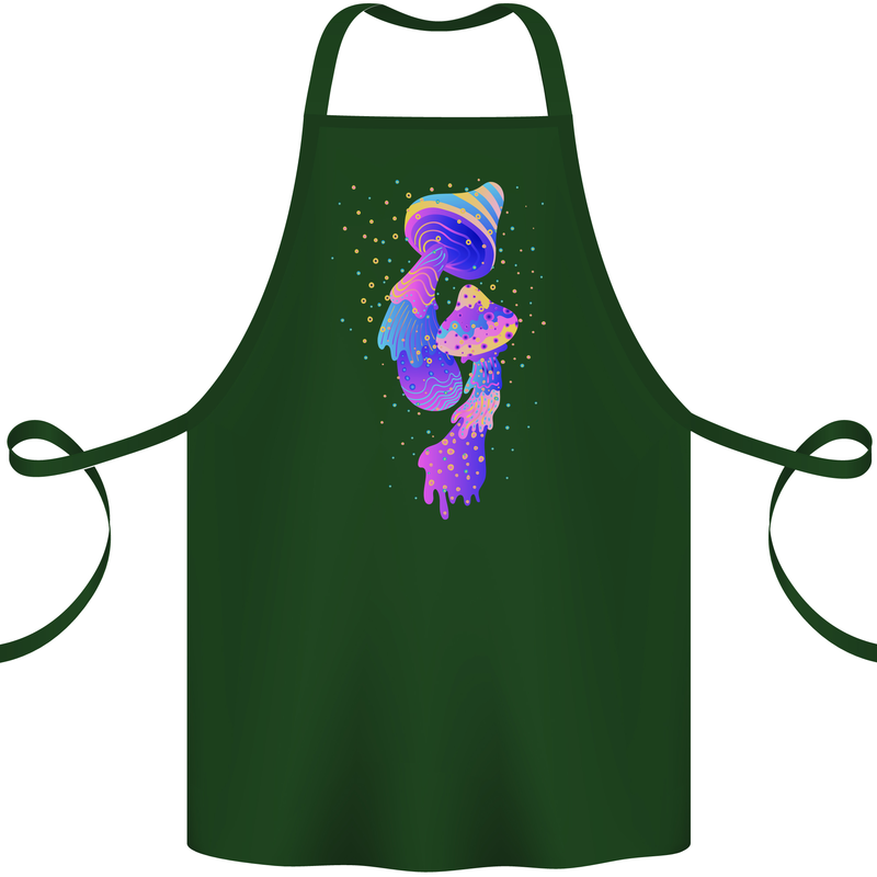 Psychedelic Magic Mushrooms LSD Cotton Apron 100% Organic Forest Green