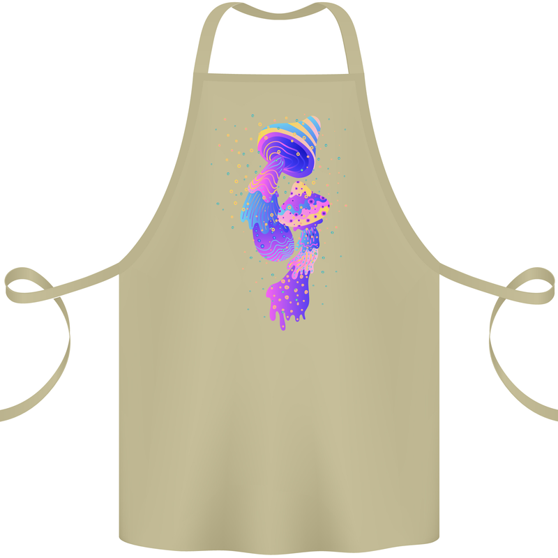 Psychedelic Magic Mushrooms LSD Cotton Apron 100% Organic Khaki