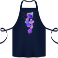 Psychedelic Magic Mushrooms LSD Cotton Apron 100% Organic Navy Blue