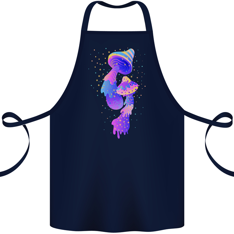 Psychedelic Magic Mushrooms LSD Cotton Apron 100% Organic Navy Blue