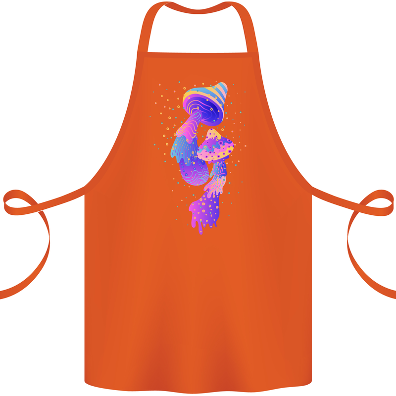 Psychedelic Magic Mushrooms LSD Cotton Apron 100% Organic Orange