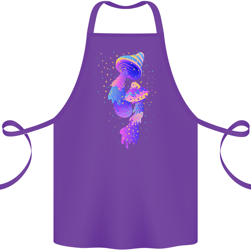 Psychedelic Magic Mushrooms LSD Cotton Apron 100% Organic Purple