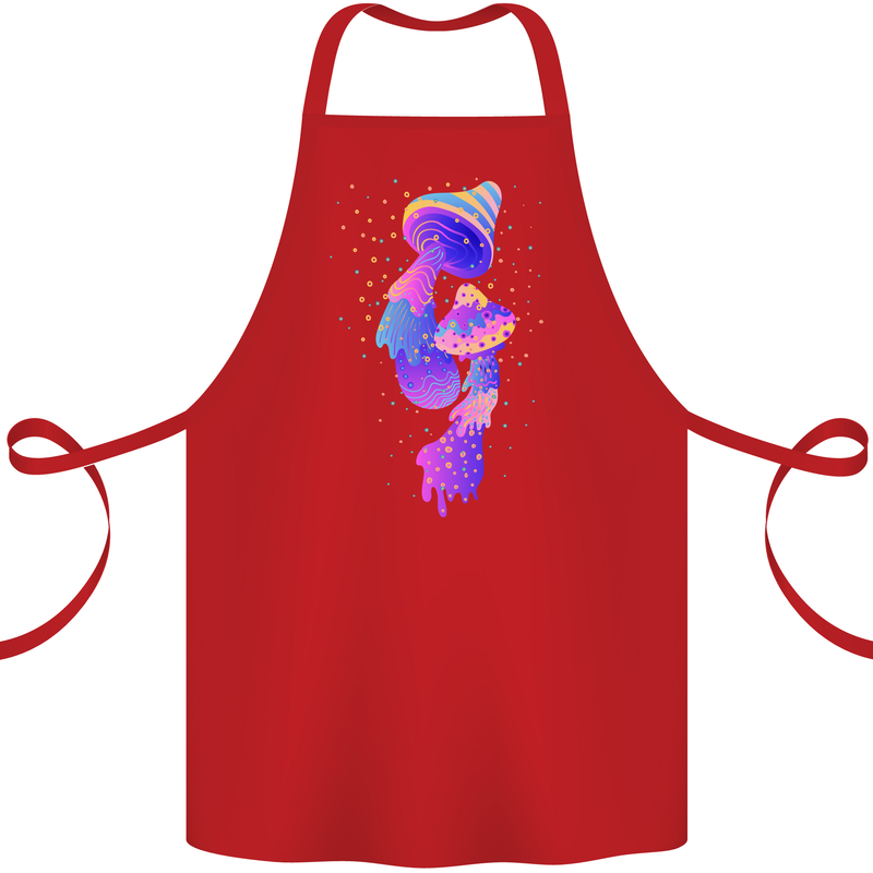 Psychedelic Magic Mushrooms LSD Cotton Apron 100% Organic Red