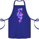 Psychedelic Magic Mushrooms LSD Cotton Apron 100% Organic Royal Blue