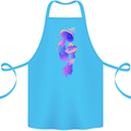 Psychedelic Magic Mushrooms LSD Cotton Apron 100% Organic Turquoise