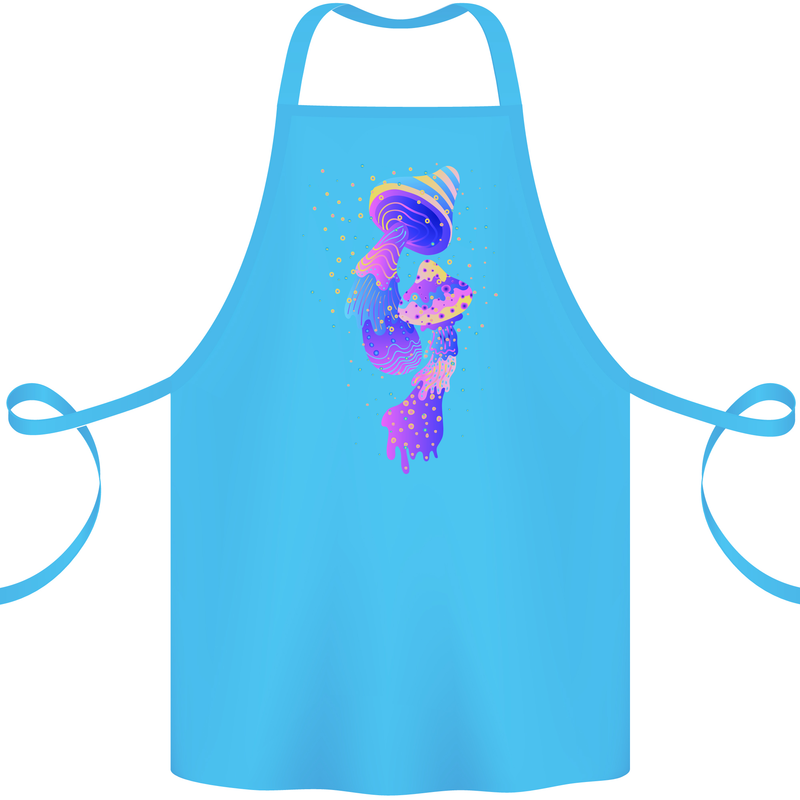 Psychedelic Magic Mushrooms LSD Cotton Apron 100% Organic Turquoise