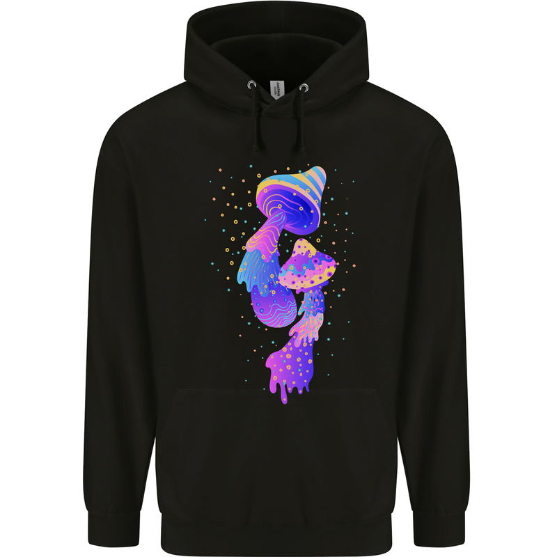 Psychedelic Magic Mushrooms LSD Mens 80% Cotton Hoodie Black