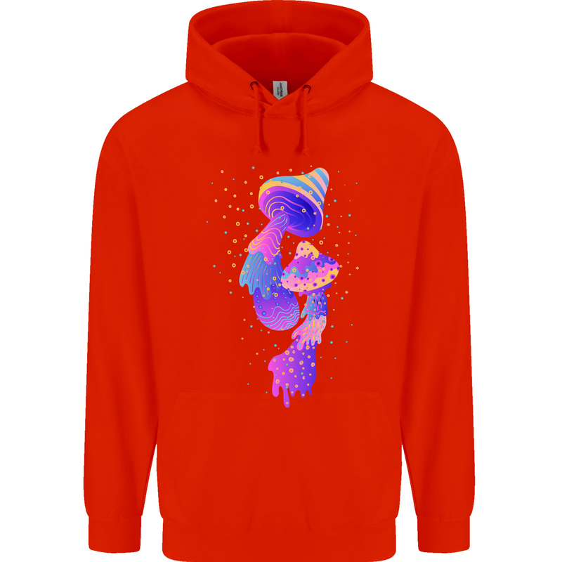 Psychedelic Magic Mushrooms LSD Mens 80% Cotton Hoodie Bright Red