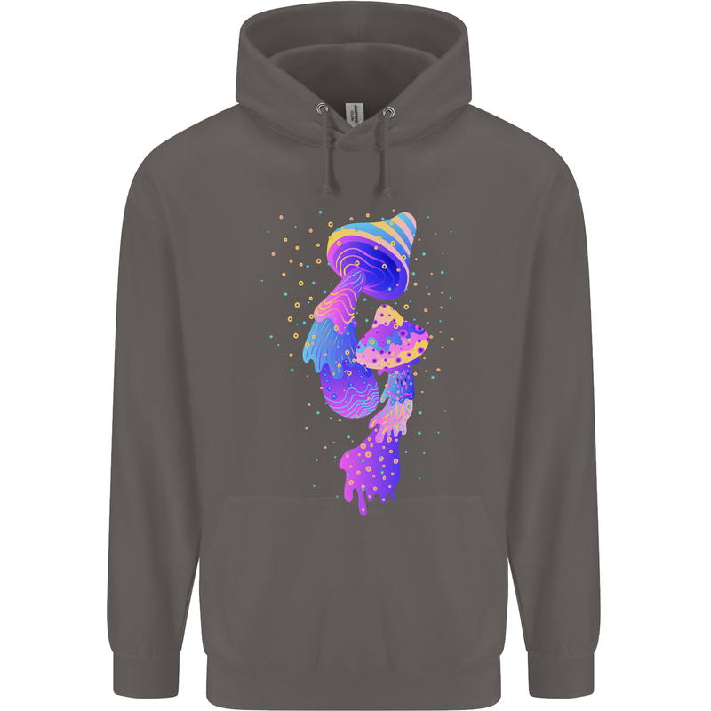 Psychedelic Magic Mushrooms LSD Mens 80% Cotton Hoodie Charcoal