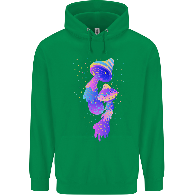 Psychedelic Magic Mushrooms LSD Mens 80% Cotton Hoodie Irish Green