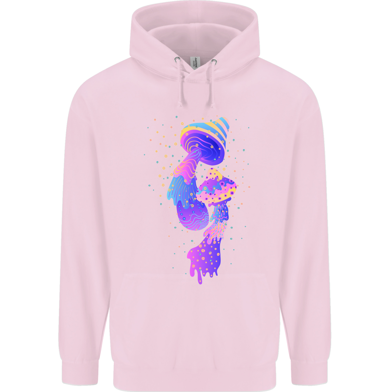Psychedelic Magic Mushrooms LSD Mens 80% Cotton Hoodie Light Pink