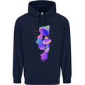 Psychedelic Magic Mushrooms LSD Mens 80% Cotton Hoodie Navy Blue