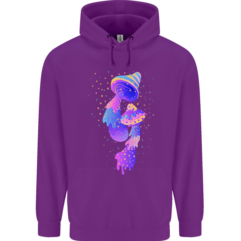 Psychedelic Magic Mushrooms LSD Mens 80% Cotton Hoodie Purple