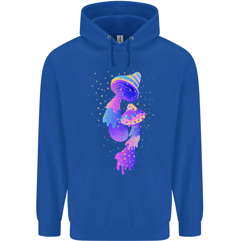Psychedelic Magic Mushrooms LSD Mens 80% Cotton Hoodie Royal Blue