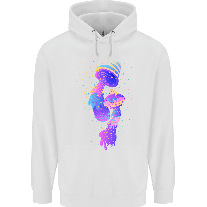 Psychedelic Magic Mushrooms LSD Mens 80% Cotton Hoodie White