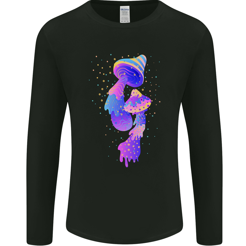 Psychedelic Magic Mushrooms LSD Mens Long Sleeve T-Shirt Black