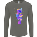 Psychedelic Magic Mushrooms LSD Mens Long Sleeve T-Shirt Charcoal