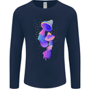 Psychedelic Magic Mushrooms LSD Mens Long Sleeve T-Shirt Navy Blue