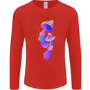 Psychedelic Magic Mushrooms LSD Mens Long Sleeve T-Shirt Red