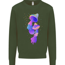 Psychedelic Magic Mushrooms LSD Mens Sweatshirt Jumper Forest Green