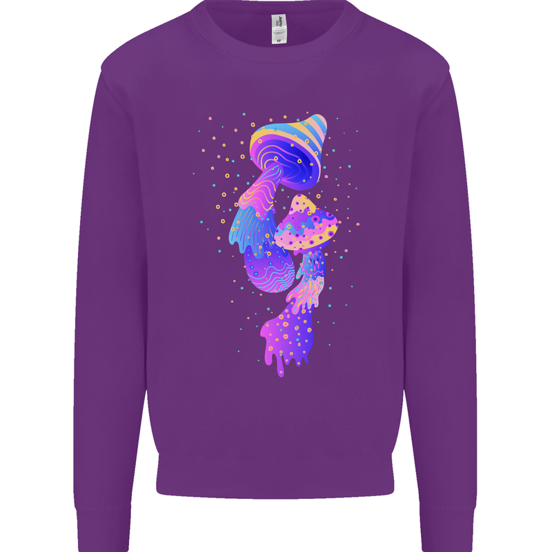 Psychedelic Magic Mushrooms LSD Mens Sweatshirt Jumper Purple