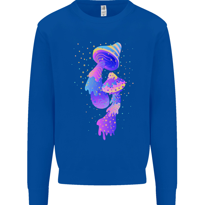 Psychedelic Magic Mushrooms LSD Mens Sweatshirt Jumper Royal Blue