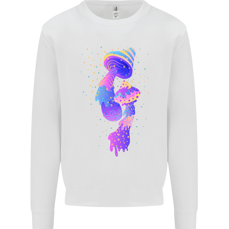 Psychedelic Magic Mushrooms LSD Mens Sweatshirt Jumper White