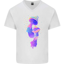 Psychedelic Magic Mushrooms LSD Mens V-Neck Cotton T-Shirt White