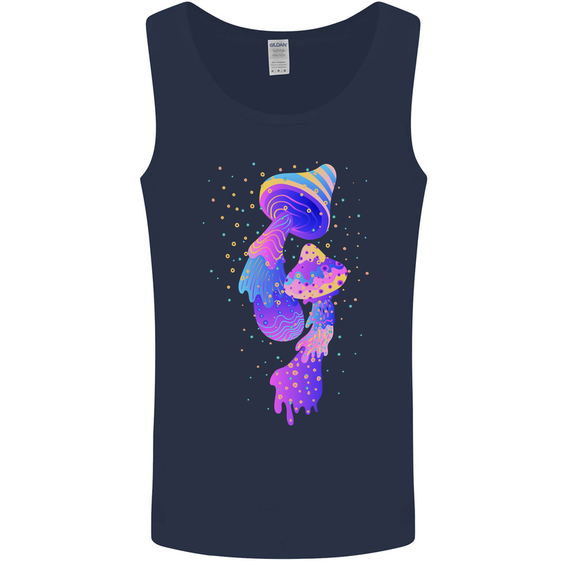 Psychedelic Magic Mushrooms LSD Mens Vest Tank Top Navy Blue