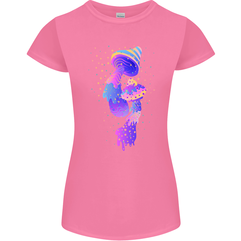 Psychedelic Magic Mushrooms LSD Womens Petite Cut T-Shirt Azalea