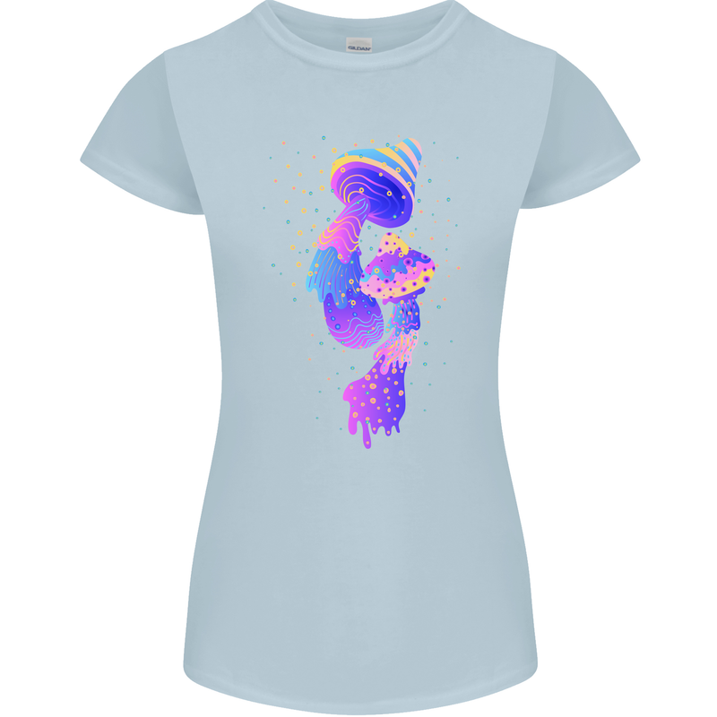 Psychedelic Magic Mushrooms LSD Womens Petite Cut T-Shirt Light Blue