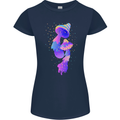 Psychedelic Magic Mushrooms LSD Womens Petite Cut T-Shirt Navy Blue