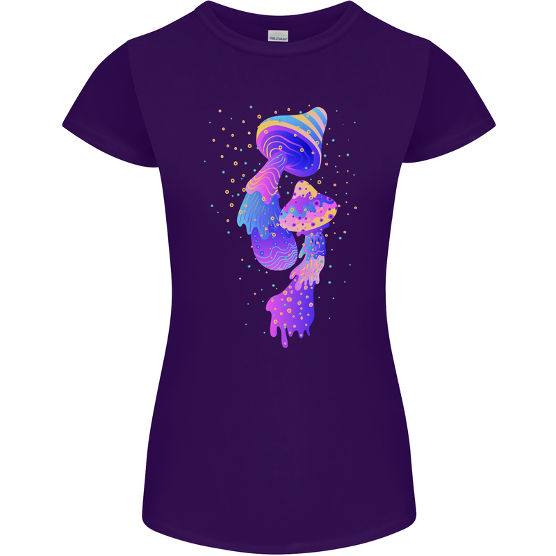 Psychedelic Magic Mushrooms LSD Womens Petite Cut T-Shirt Purple