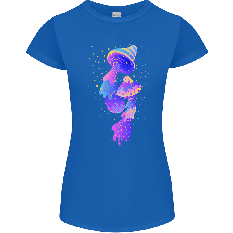 Psychedelic Magic Mushrooms LSD Womens Petite Cut T-Shirt Royal Blue