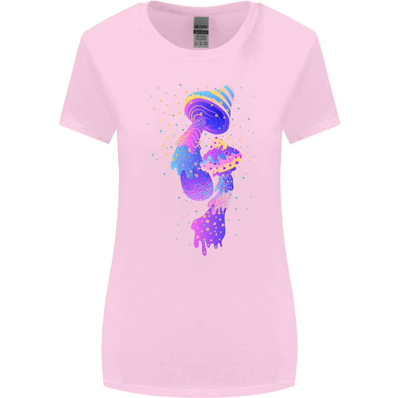 Psychedelic Magic Mushrooms LSD Womens Wider Cut T-Shirt Light Pink