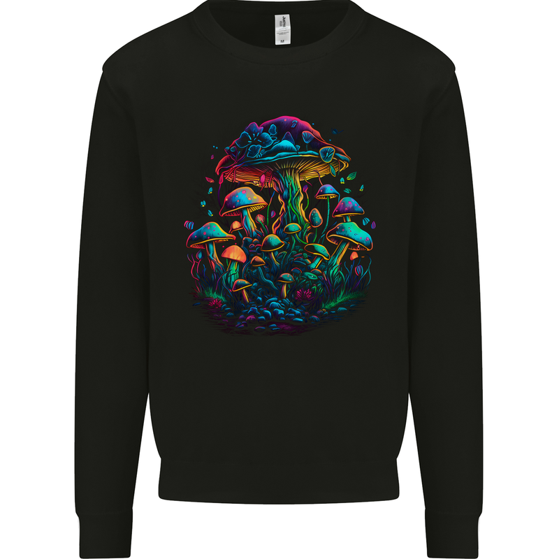 Psychedelic Magic Mushrooms Trippy LSD Mens Sweatshirt Jumper Black