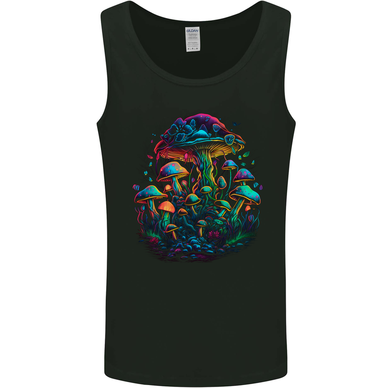 Psychedelic Magic Mushrooms Trippy LSD Mens Vest Tank Top Black