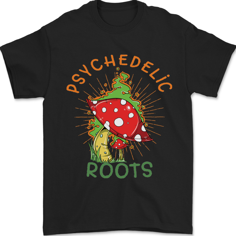 a black t - shirt with a mushroom on it