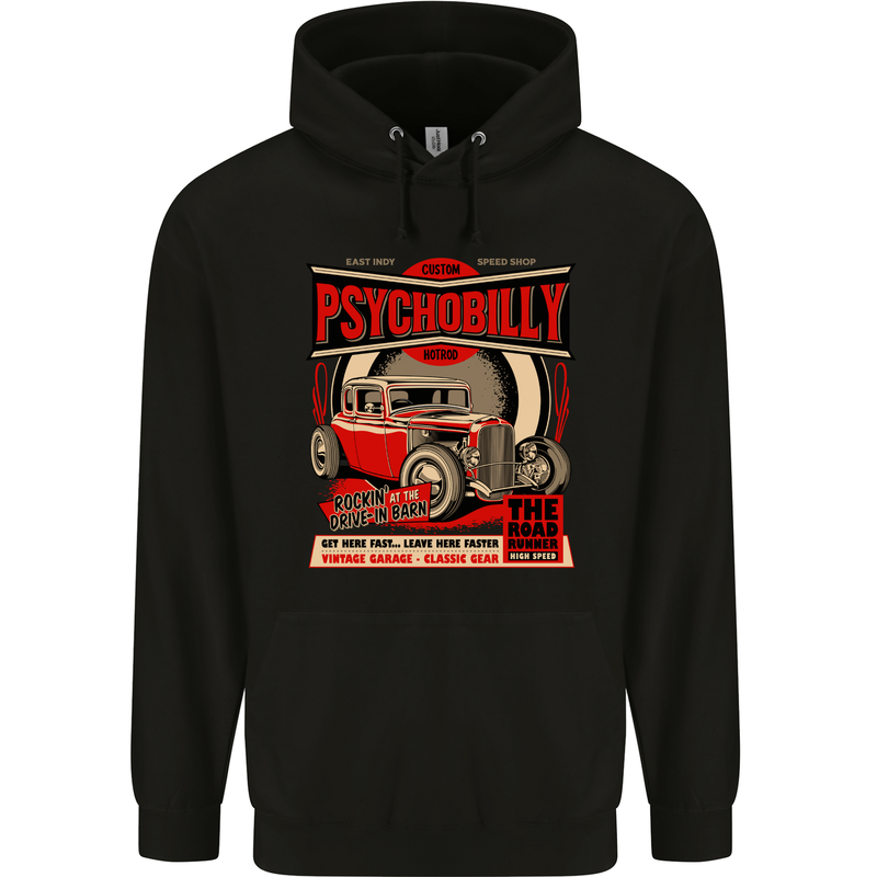 Psychobilly Custom Hot Rod Childrens Kids Hoodie Black