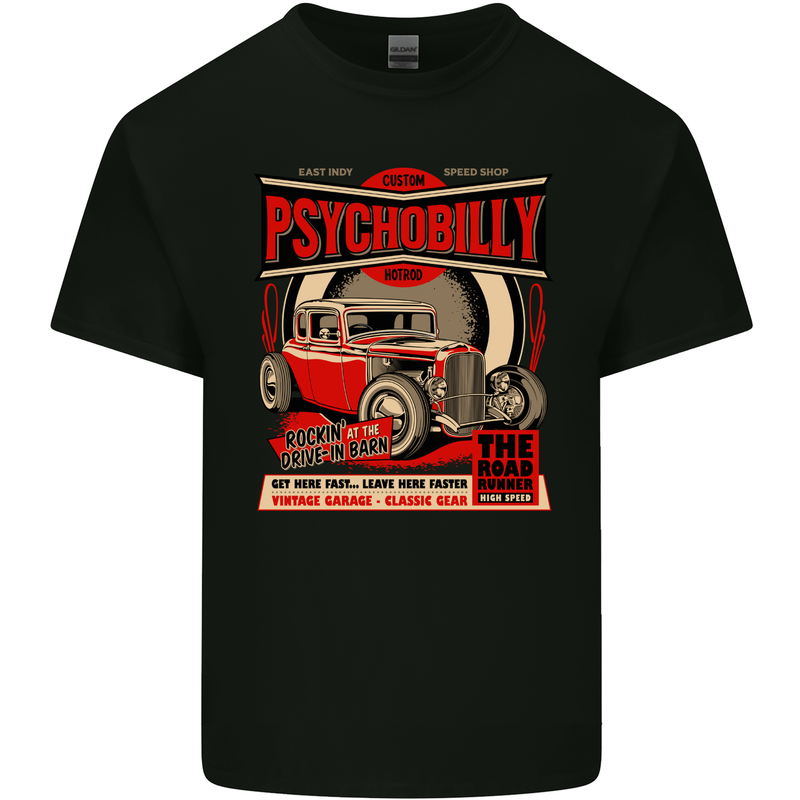 Psychobilly Custom Hot Rod Mens Cotton T-Shirt Tee Top Black
