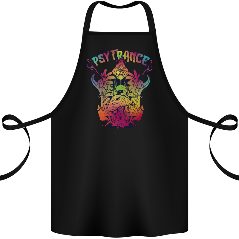 Psytrance Psychedelic Trance Music Psy Cotton Apron 100% Organic Black