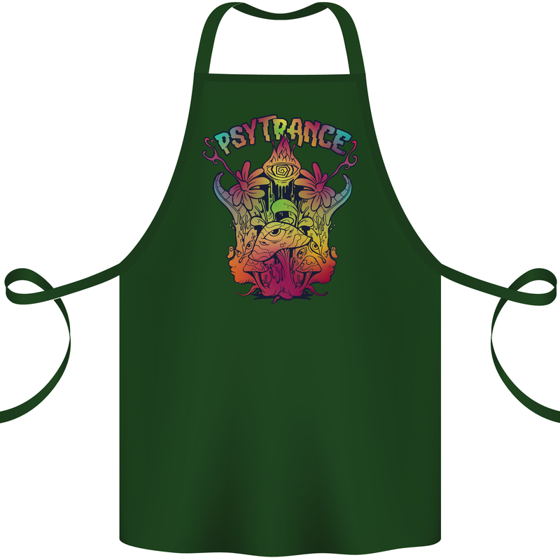 Psytrance Psychedelic Trance Music Psy Cotton Apron 100% Organic Forest Green