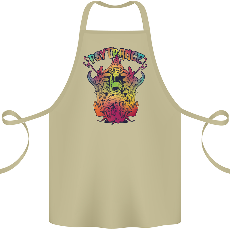 Psytrance Psychedelic Trance Music Psy Cotton Apron 100% Organic Khaki