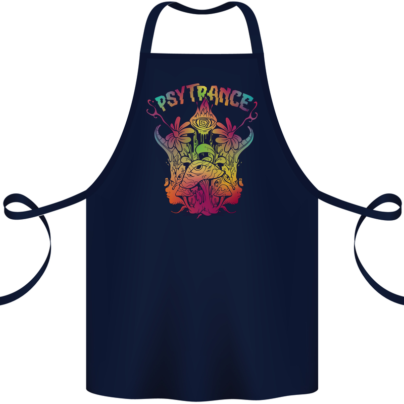 Psytrance Psychedelic Trance Music Psy Cotton Apron 100% Organic Navy Blue