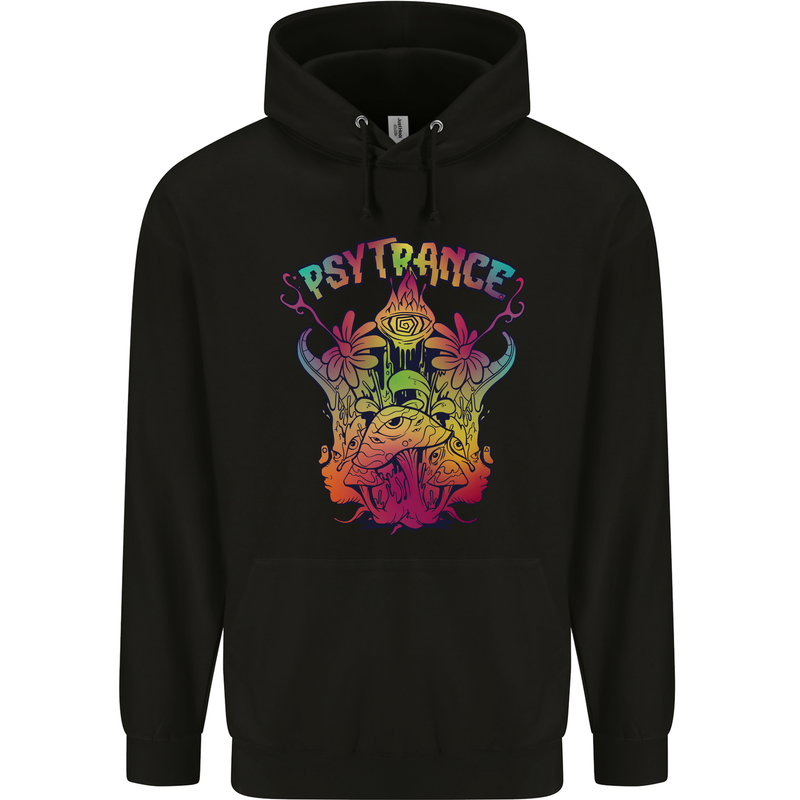 Psytrance Psychedelic Trance Music Psy Mens 80% Cotton Hoodie Black